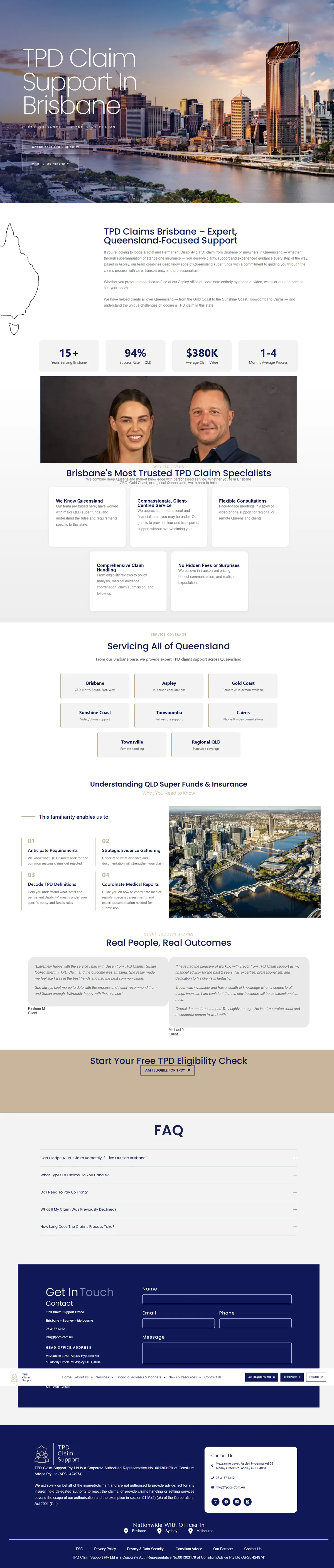 TPD Claim Support Brisbane office page