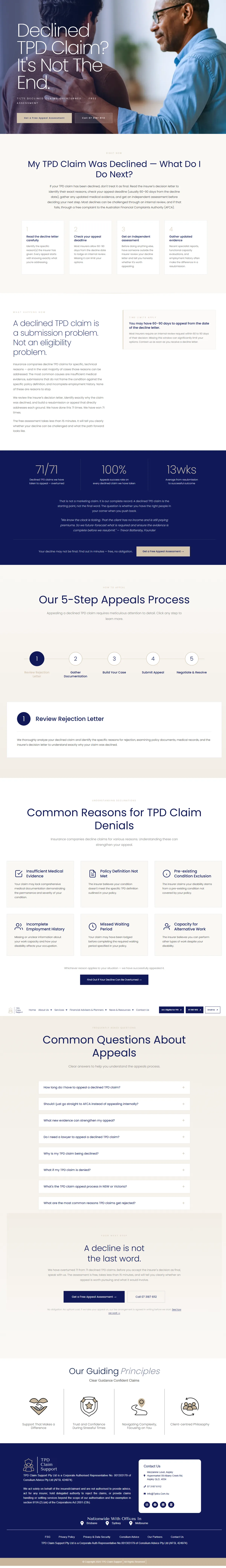 TPD Claim Support declined claims page
