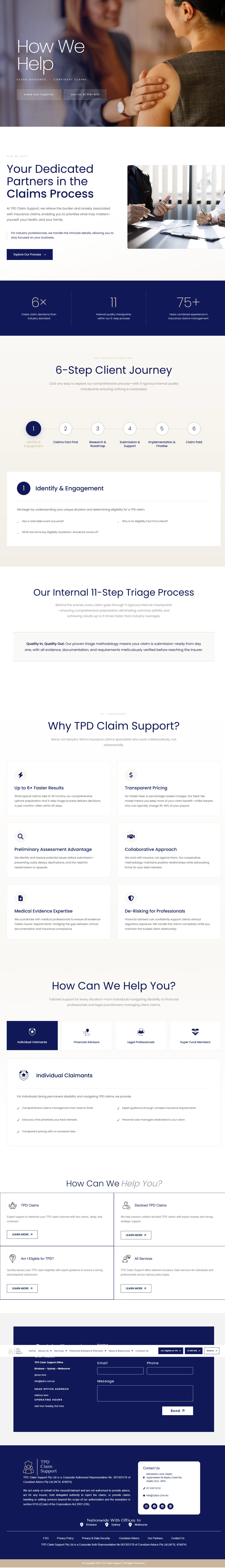 TPD Claim Support How We Help page